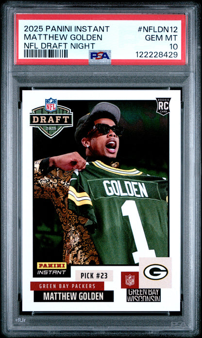 Graded 2025 Panini Instant Matthew Golden #NFLDN12 NFL Draft Night Rookie RC Football Card PSA 10 Gem Mint