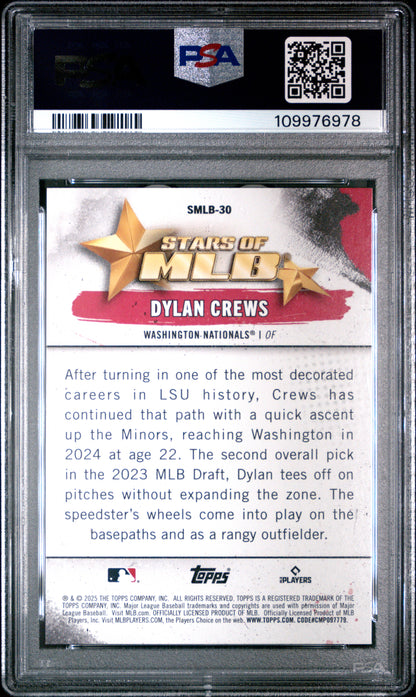 Graded 2025 Topps Dylan Crews #SMLB30 Stars of MLB Rookie RC Baseball Card PSA 10 Gem Mint