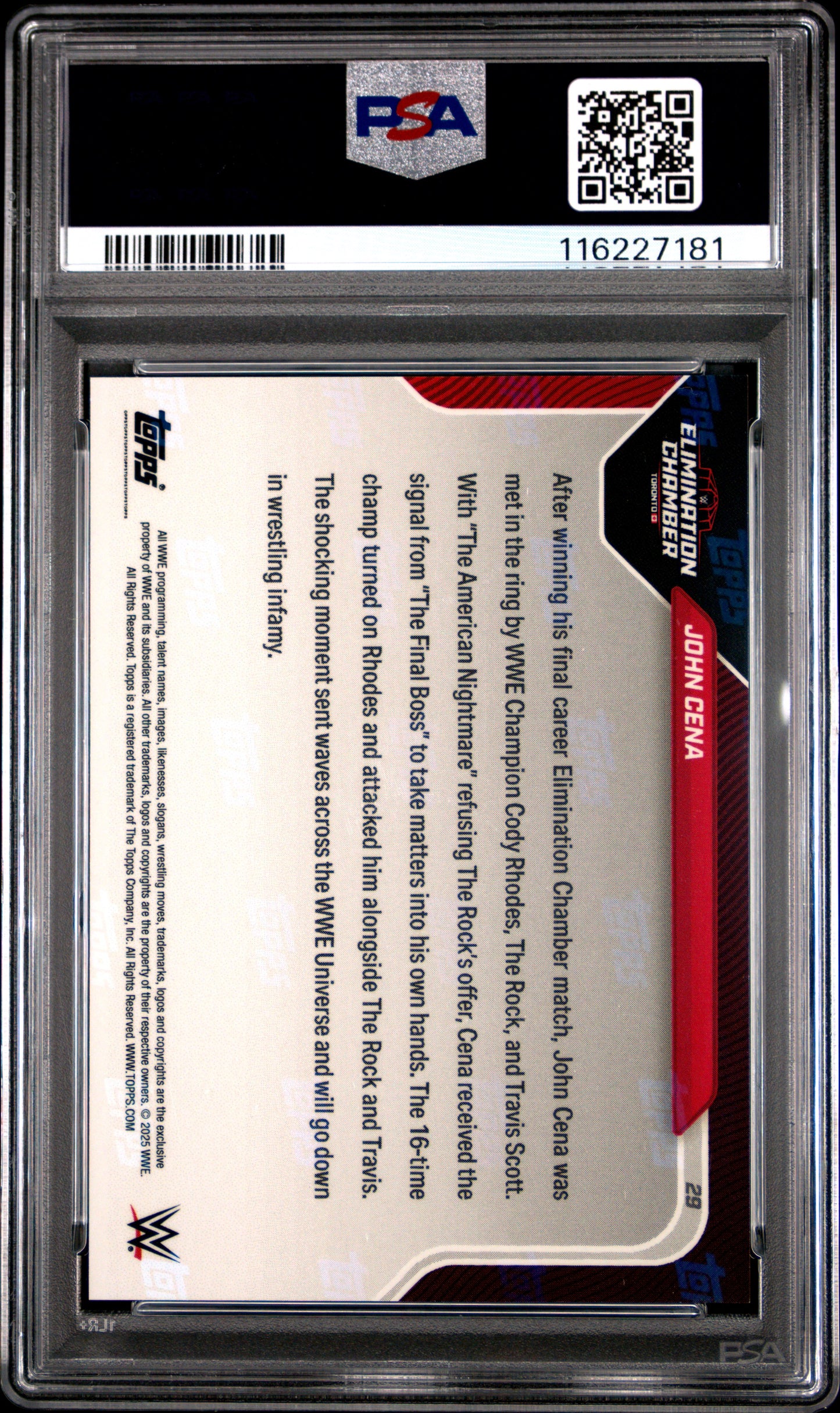 Graded 2025 Topps Now WWE John Cena #29 Wrestling Card PSA 9 Mint