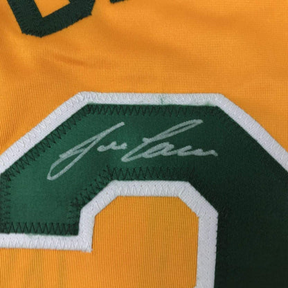 Framed Autographed/Signed Jose Canseco 33x42 Oakland Yellow Baseball Jersey JSA COA