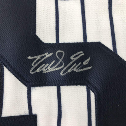 Framed Autographed/Signed Domingo German 33x42 New York Pinstripe Baseball Jersey JSA COA