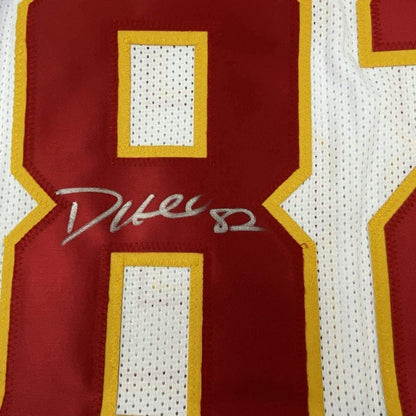 Framed Autographed/Signed Dante Hall 33x42 Kansas City White Football Jersey PSA/DNA COA