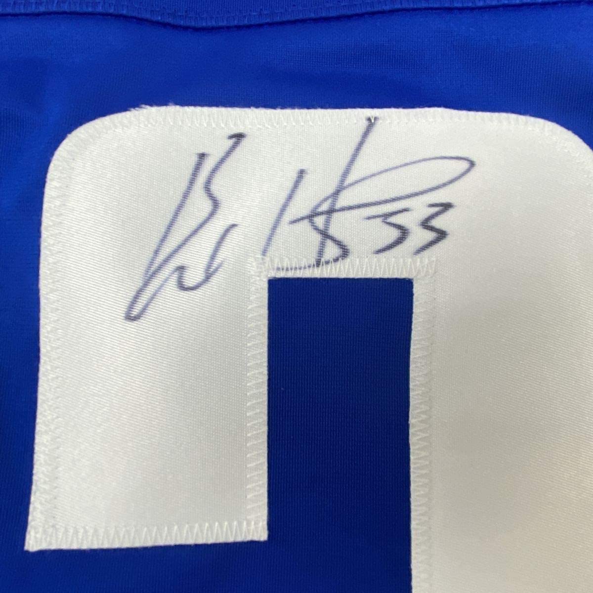 Framed Autographed/Signed Bo Horvat 33x42 Vancouver Blue Hockey Jersey Beckett BAS COA
