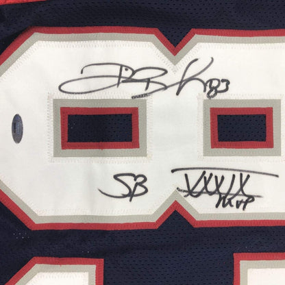 Framed Autographed/Signed Deion Branch 33x42 Super Bowl XXXIX MVP New England Blue Football Jersey Tristar COA