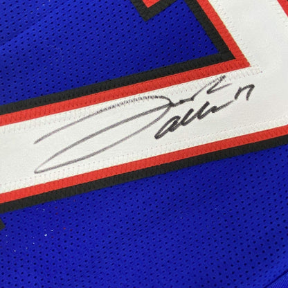 Framed Autographed/Signed Josh Allen 33x42 Buffalo Blue Football Jersey Beckett BAS COA