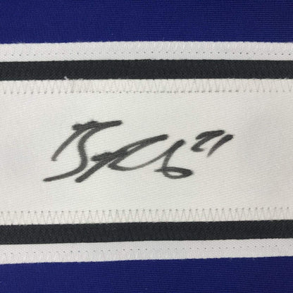 Framed Autographed/Signed Brayden Point 33x42 Tampa Bay Blue Hockey Jersey JSA COA