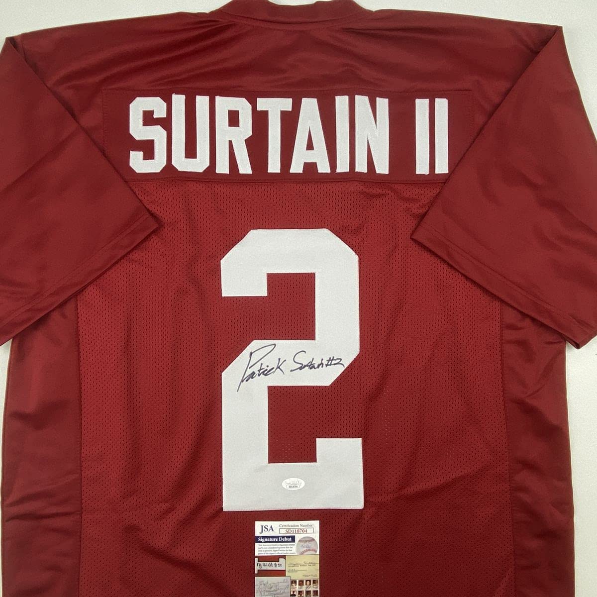 Autographed/Signed Patrick Surtain II Alabama Red College Football Jersey JSA COA