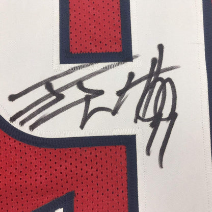 Framed Autographed/Signed J.J. JJ Watt 33x42 Houston Red Football Jersey JSA COA
