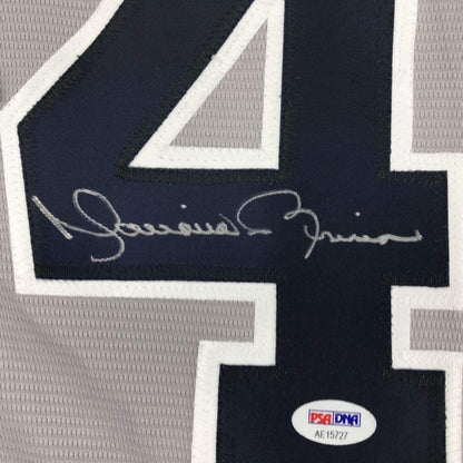 Framed Autographed/Signed Mariano Rivera 33x42 New York Grey Baseball Jersey PSA/DNA COA