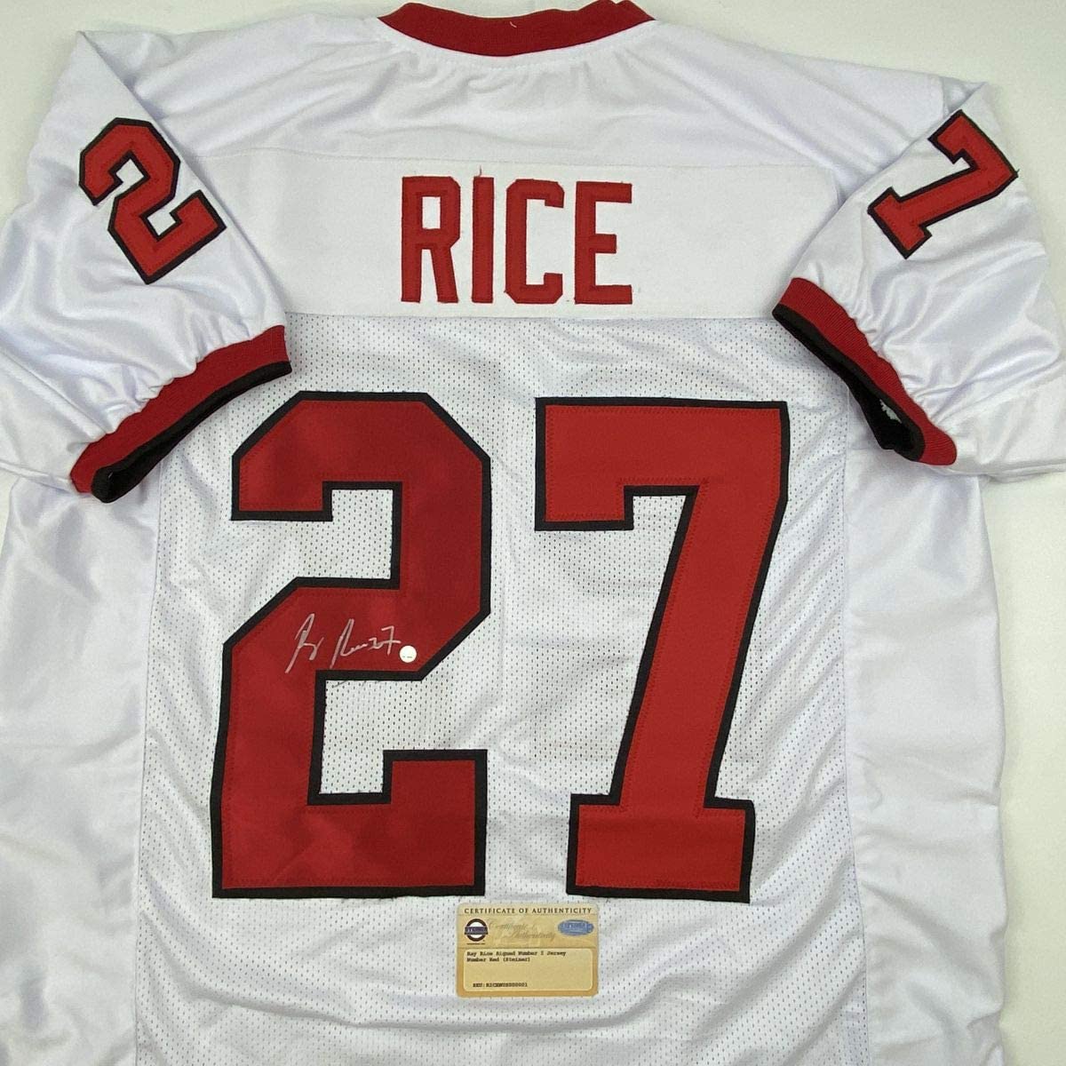 Autographed/Signed Ray Rice Rutgers White College Football Jersey Steiner Sports COA