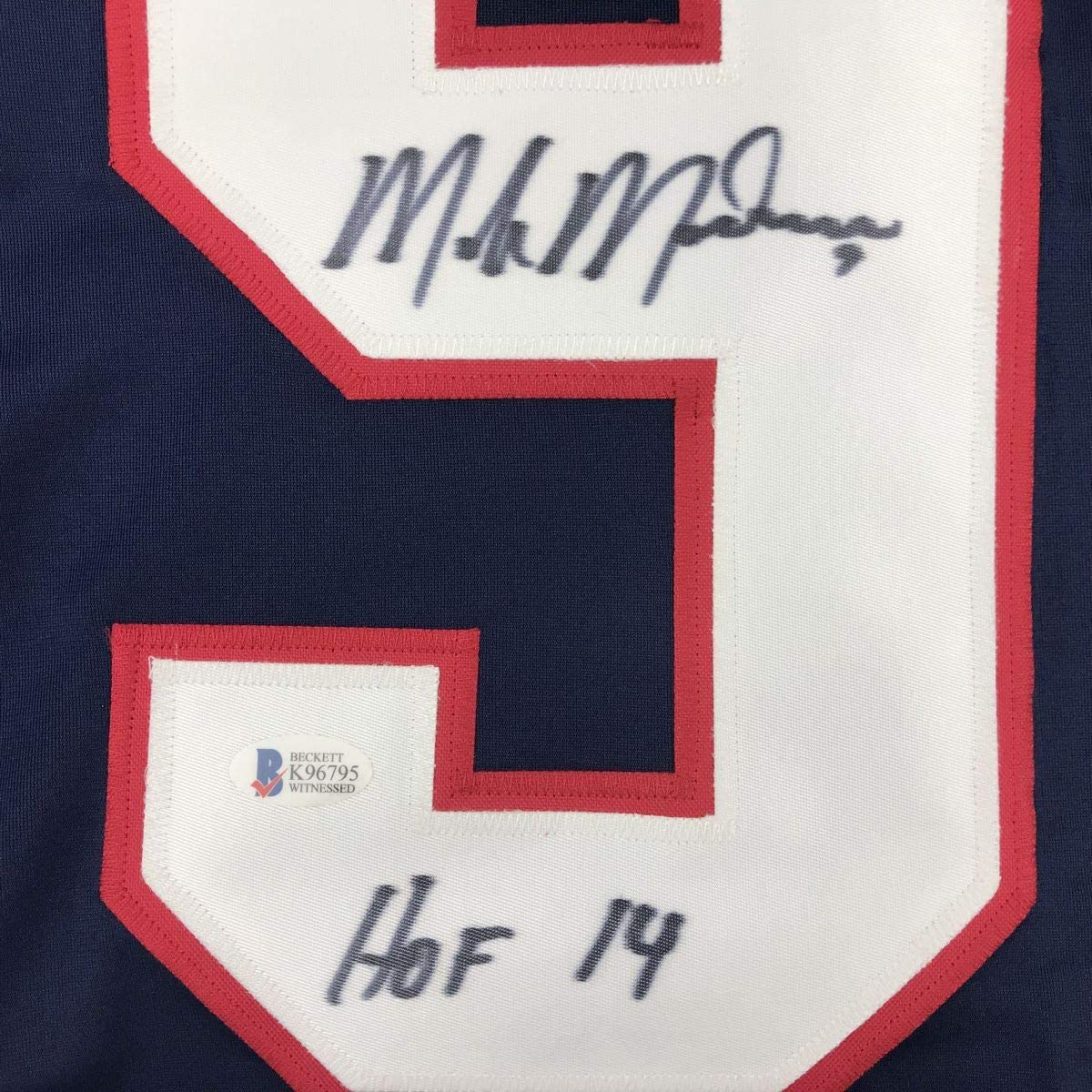 Autographed/Signed Mike Modano HOF 2014 United States USA Blue Hockey Jersey Beckett BAS COA