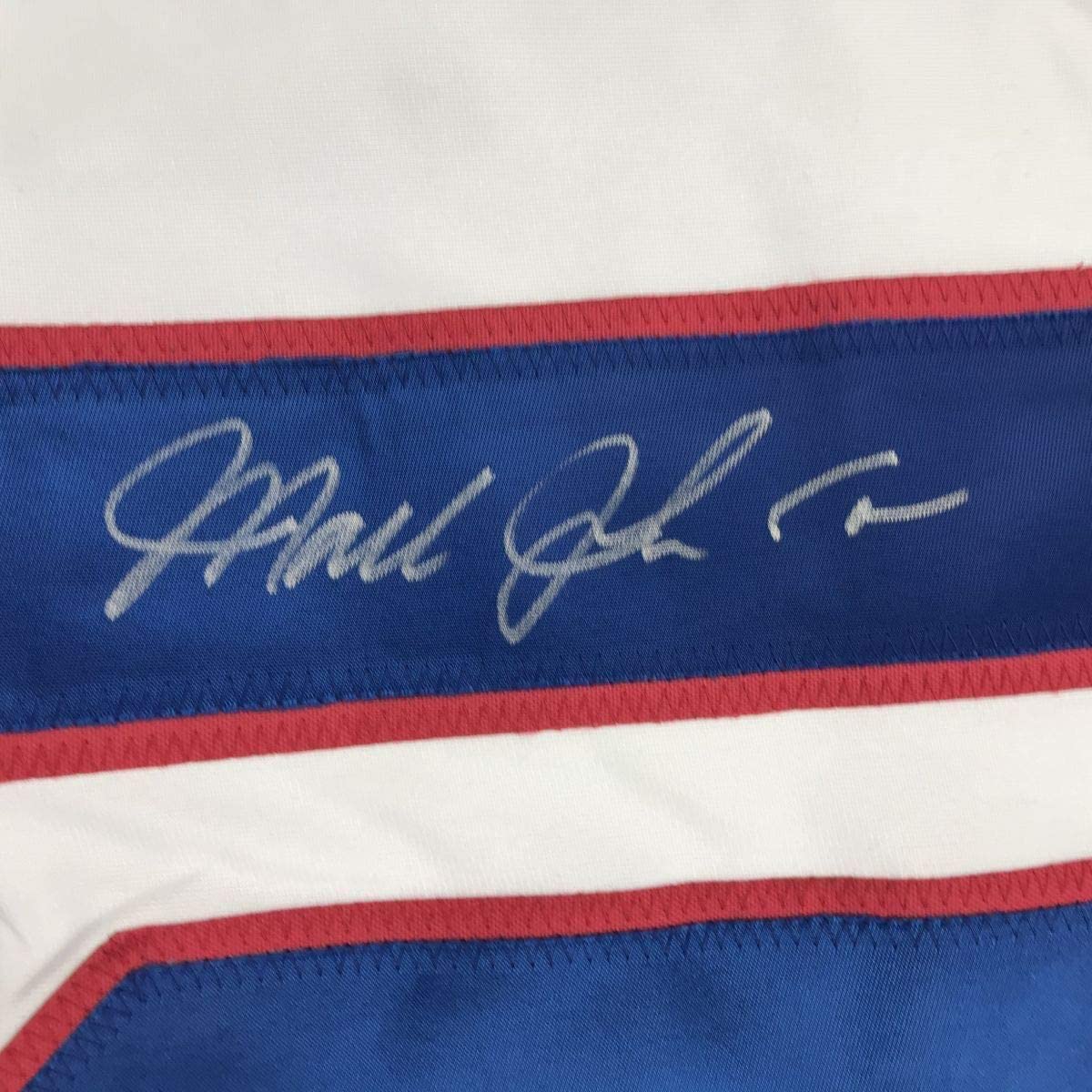 Framed Autographed/Signed Mark Johnson 33x42 White Team USA Miracle On Ice 1980 Olympics Hockey Jersey JSA COA