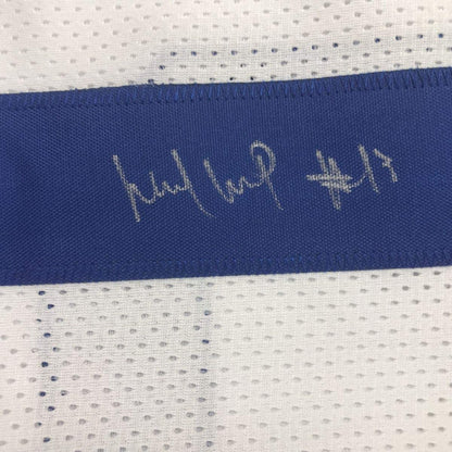 Framed Autographed/Signed Michael Gallup 33x42 Dallas White Football Jersey JSA COA