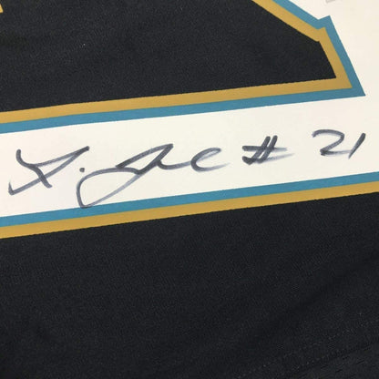 Framed Autographed/Signed Leonard Fournette 33x42 Jacksonville Black Football Jersey Fanatics COA
