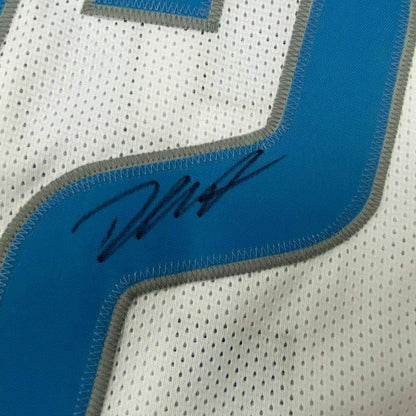 Framed Autographed/Signed D'Andre Swift 33x42 Detroit White Football Jersey JSA COA