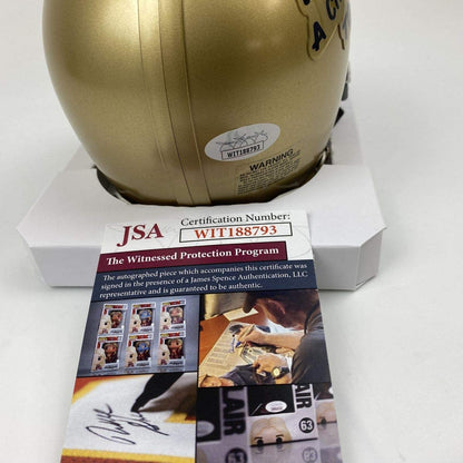 Autographed/Signed Rudy Ruettiger Go Irish Notre Dame Football Mini Helmet JSA COA