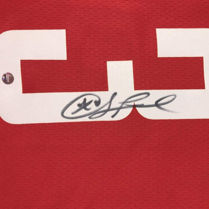 Framed Autographed/Signed Chris Paul 33x42 Houston Rockets Red Basketball Jersey Steiner Sports COA