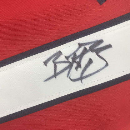 Autographed/Signed Braden Holtby Washington Red Hockey Jersey Beckett BAS COA