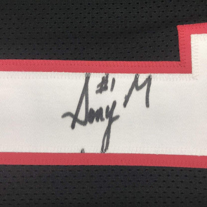 Framed Autographed/Signed Sony Michel 33x42 Georgia Black College Football Jersey JSA COA