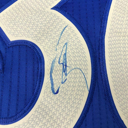 Framed Autographed/Signed Stephen Steph Curry 33x42 Golden State Blue Christmas Day Basketball Jersey JSA COA/LOA