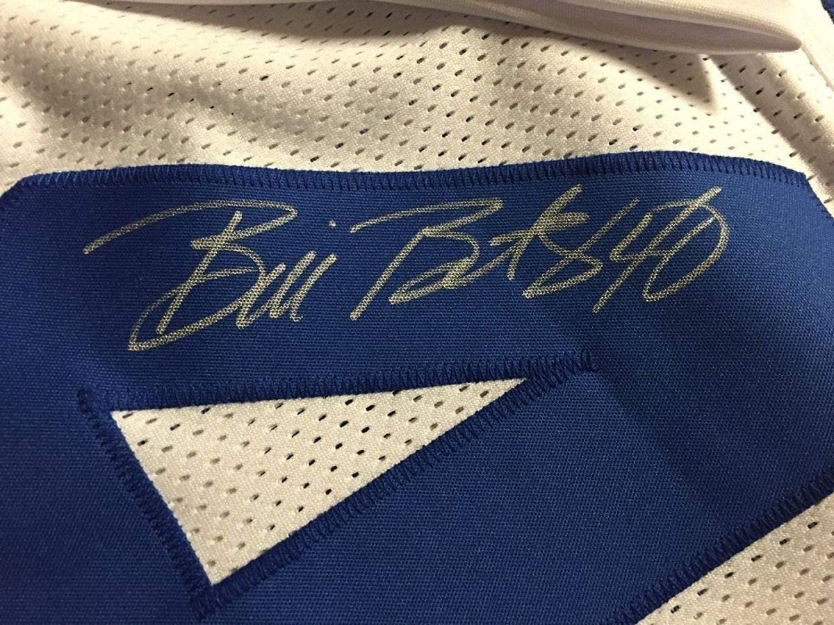 Framed Autographed/Signed Bill Bates 33x42 Dallas Cowboys White Football Jersey JSA COA