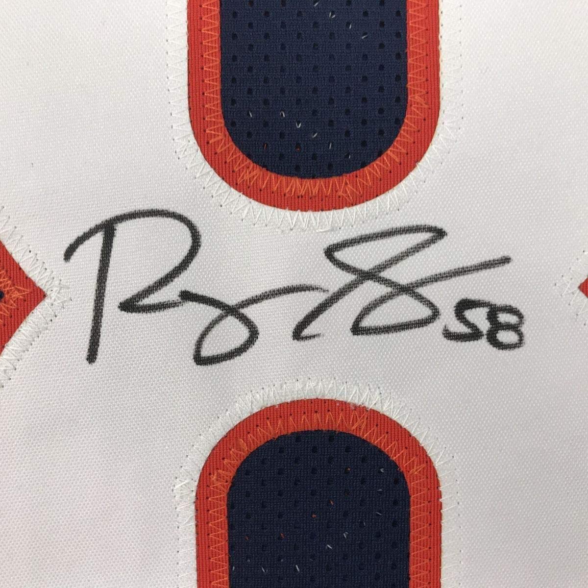 Framed Autographed/Signed Roquan Smith 33x42 Chicago Blue Football Jersey JSA COA