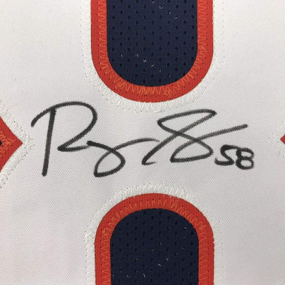 Framed Autographed/Signed Roquan Smith 33x42 Chicago Blue Football Jersey JSA COA