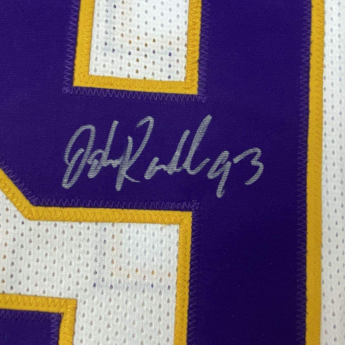 Framed Autographed/Signed John Randle 33x42 Minnesota White Football Jersey JSA COA