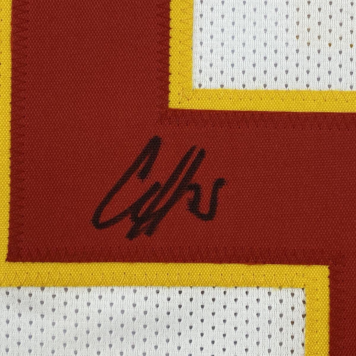 Framed Autographed/Signed Clyde Edwards-Helaire 33x42 Kansas City White Football Jersey Beckett BAS COA