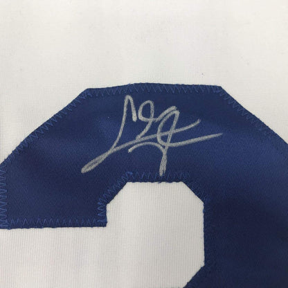 Framed Autographed/Signed Chris Taylor 33x42 Los Angeles LA White Baseball Jersey JSA COA