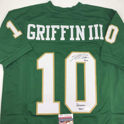 Autographed/Signed Robert Griffin III Baylor Green College Football Jersey JSA COA
