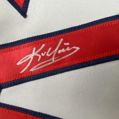 Framed Autographed/Signed Kevin Youkilis 33x42 Boston Grey Baseball Jersey JSA COA
