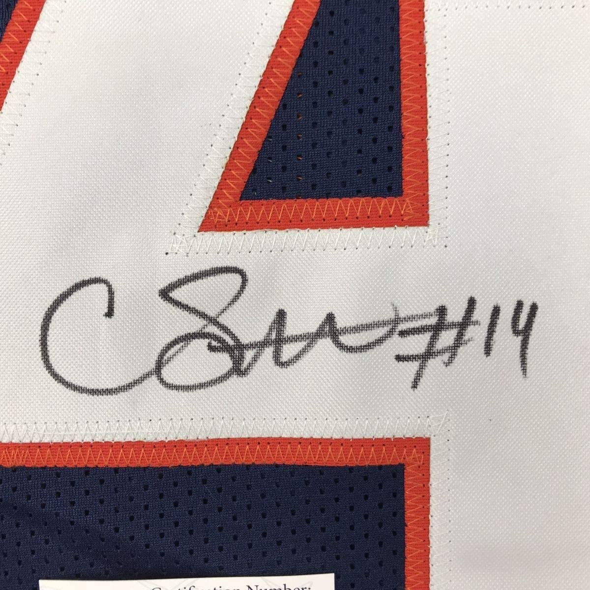 Framed Autographed/Signed Courtland Sutton 33x42 Denver Blue Football Jersey JSA COA