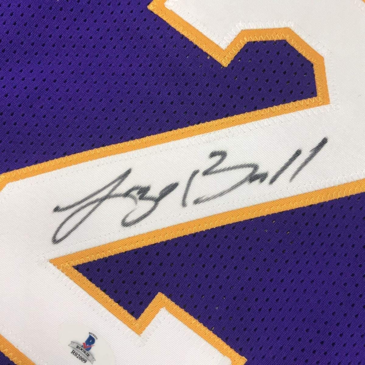 Framed Autographed/Signed Lonzo Ball 33x42 Los Angeles LA Purple Basketball Jersey Beckett BAS COA