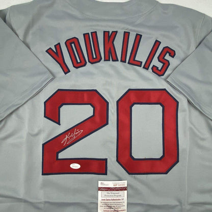 Autographed/Signed Kevin Youkilis Boston Grey Baseball Jersey JSA COA
