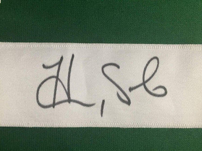 Framed Autographed/Signed Hope Solo 33x42 United States USA Green Soccer Jersey JSA COA