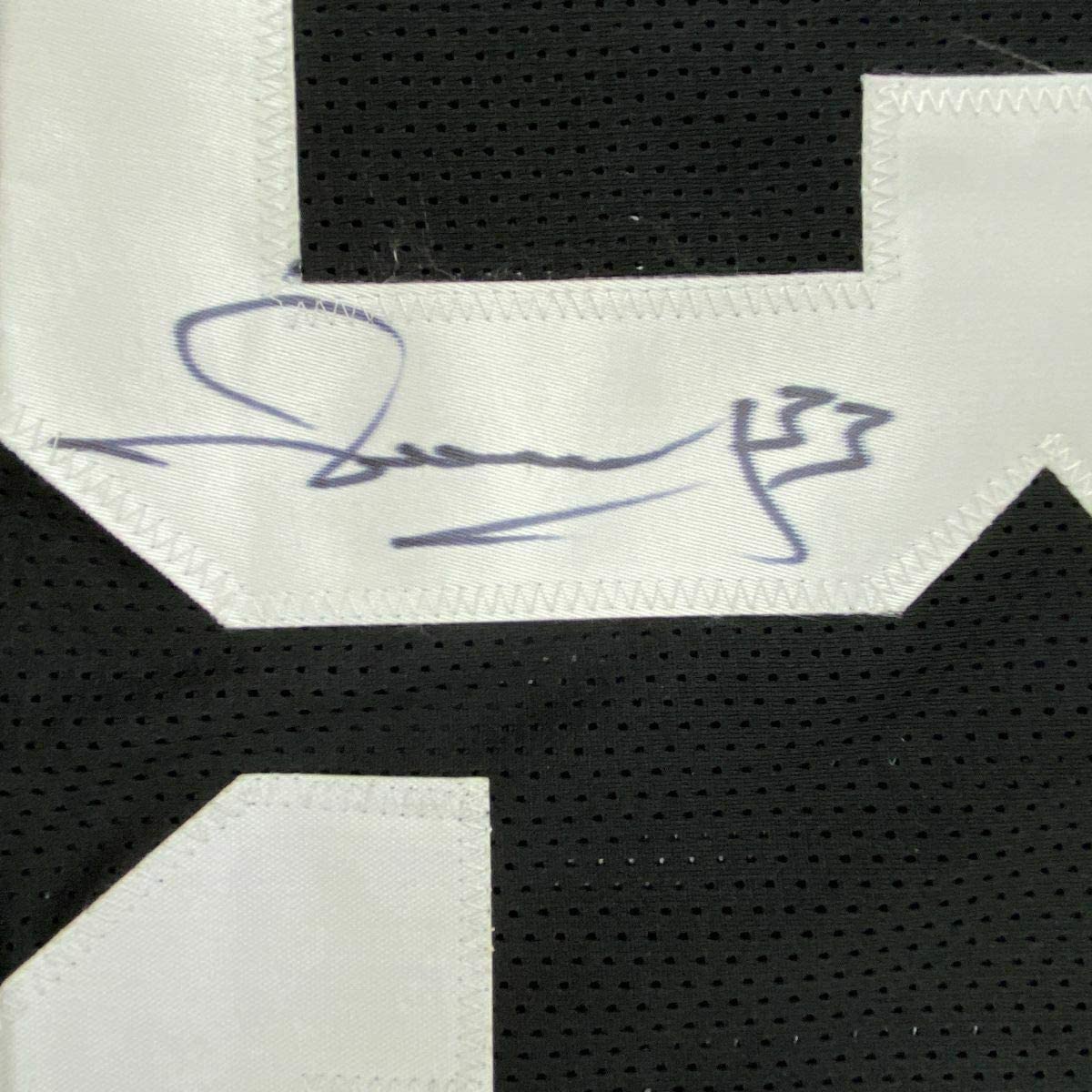 Framed Autographed/Signed Merril Hoge 33x42 Pittsburgh Black Football Jersey JSA COA