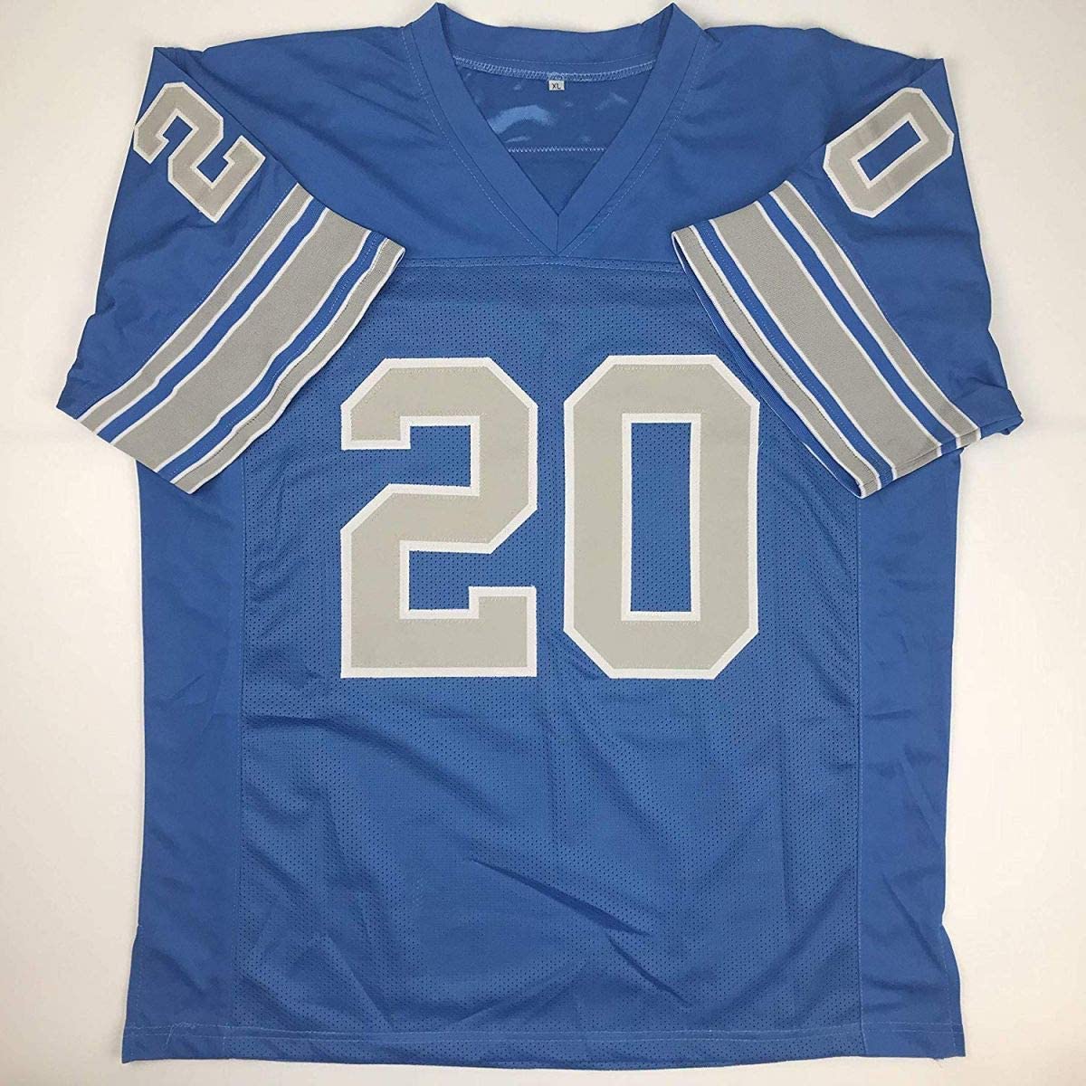 Autographed/Signed Lem Barney"HOF 92" Detroit Blue Football Jersey JSA COA