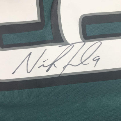 Framed Autographed/Signed Nick Foles 33x42 Philadelphia Eagles Nike Green Football Jersey JSA COA