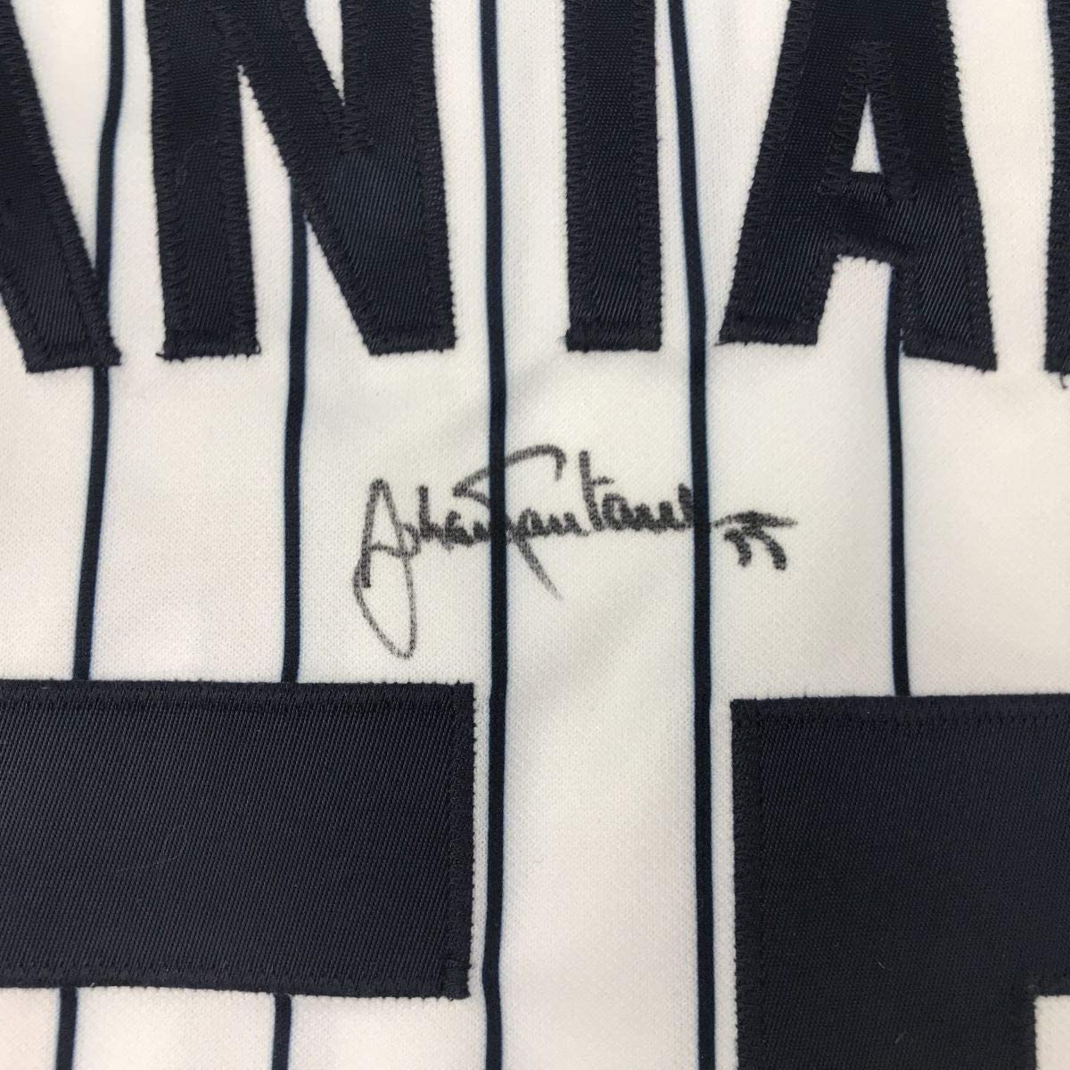 Framed Autographed/Signed Johan Santana 33x42 Minnesota Pinstripe Baseball Jersey Beckett BAS COA