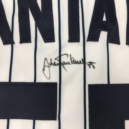 Framed Autographed/Signed Johan Santana 33x42 Minnesota Pinstripe Baseball Jersey Beckett BAS COA