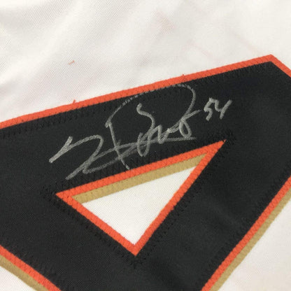Framed Autographed/Signed Sergio Romo 33x42 San Francisco White Baseball Jersey JSA COA