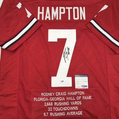 Autographed/Signed Rodney Hampton Georgia Red Stat College Football Jersey PSA/DNA COA