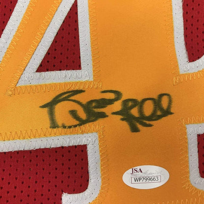 Framed Autographed/Signed Spud Webb 33x42 Atlanta Red Basketball Jersey JSA COA