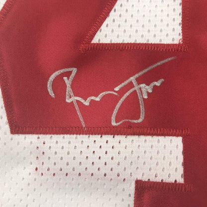 Framed Autographed/Signed Ronnie Lott 33x42 San Francisco 49ers White Football Jersey JSA COA