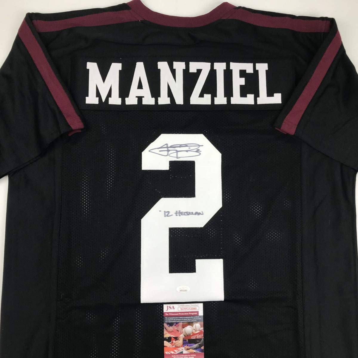 Autographed/Signed Johnny Manziel 12 Heisman Texas A&M Black College Football Jersey JSA COA