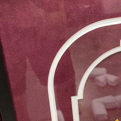 Framed Autographed/Signed LeBron James 33x42 Cleveland Cavaliers White Basketball Jersey PSA/DNA COA/LOA