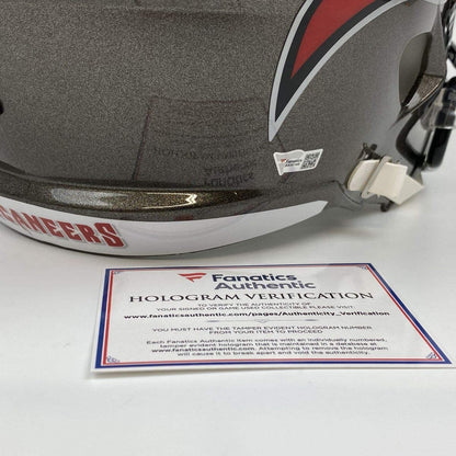 Autographed/Signed Tom Brady Tampa Bay Buccaneers Full Size FS F/S Replica Football Helmet Fanatics COA