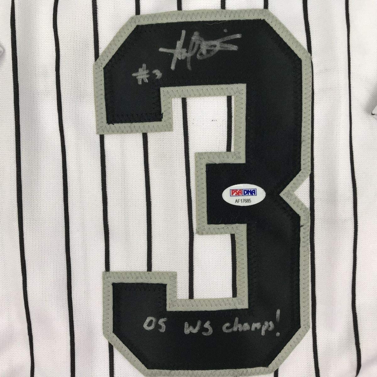 Framed Autographed/Signed Harold Baines 05 WS Champs 33x42 Chicago Pinstripe Baseball Jersey PSA/DNA COA