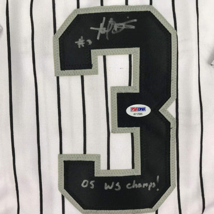 Framed Autographed/Signed Harold Baines 05 WS Champs 33x42 Chicago Pinstripe Baseball Jersey PSA/DNA COA